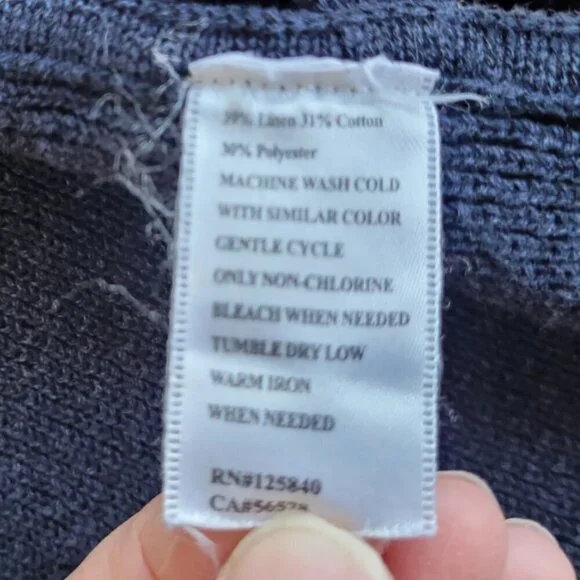 INTERMIX Navy Linen Cotton Knit Tank Crisscross Side Cutout Luxury Top Small - Picture 10 of 10